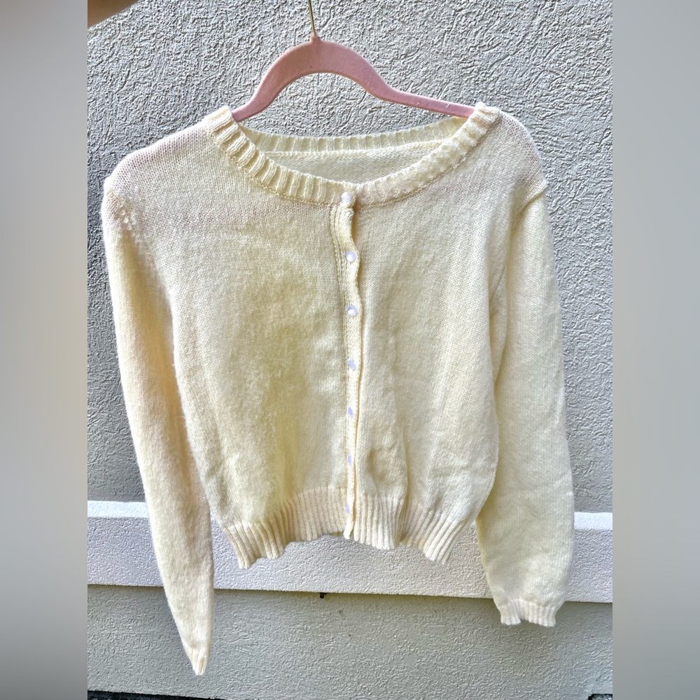 Light Yellow soft Button-Front Cardigan